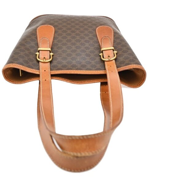 CELINE Logo Macadam Pattern Shoulder Tote Bag PVC Leather Brown Italy - Picture 6 of 14